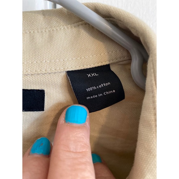 Sean John 100% Cotton L/S Neutral Khaki Button Down Men's Shirt Sz XXL - Picture 3 of 11